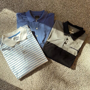 Golf Polo Shirts w/various logos, Lot of 3, Name Brands, Medium